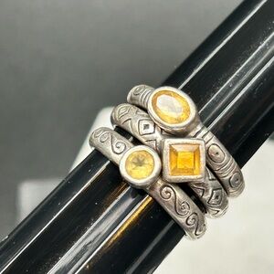 Brighton Tendor Trio Ring set Citrine stone 925 Sterling Silver #874 sz 7.25-7.5